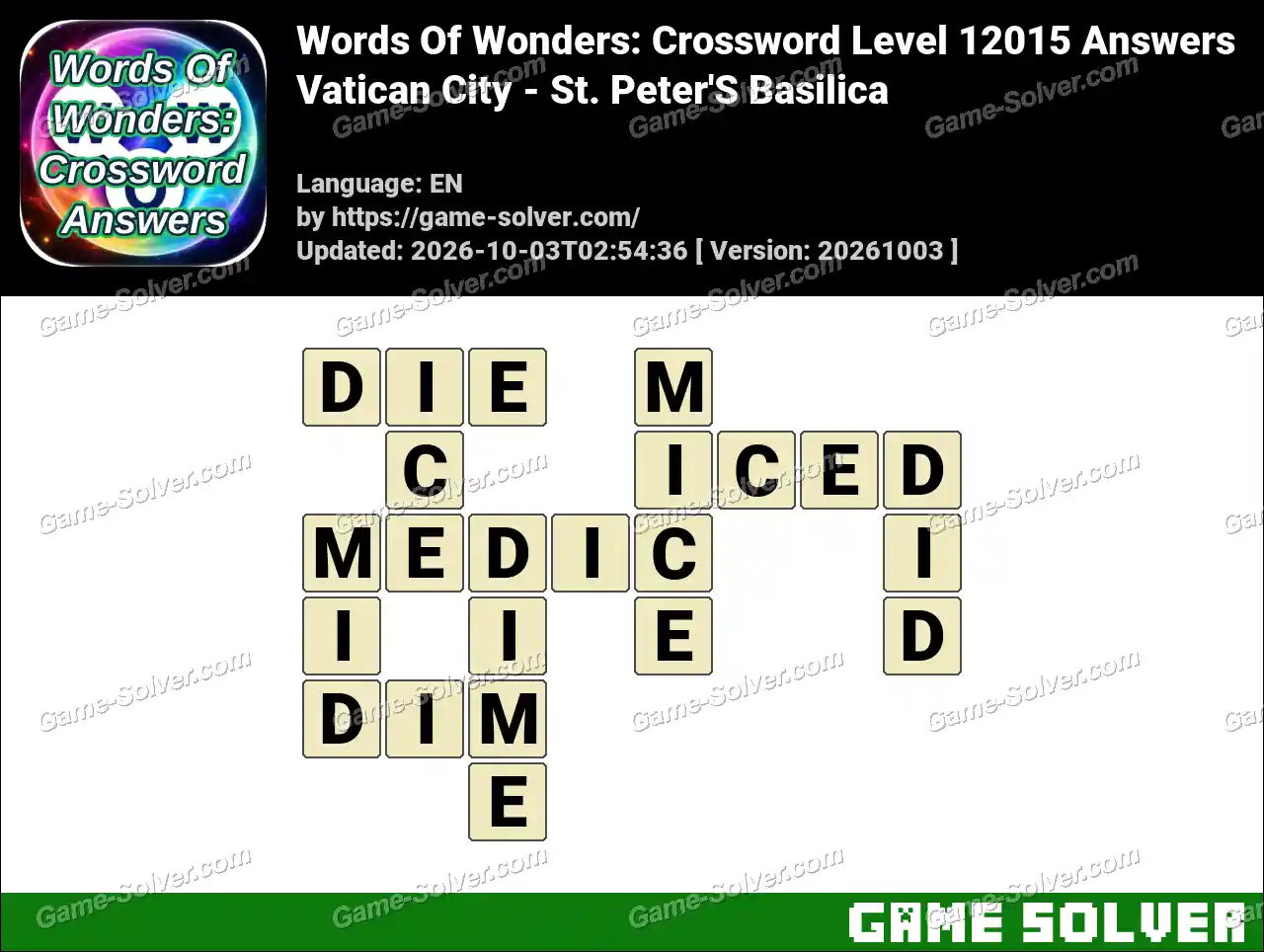 Words Of Wonders: Crossword Level 12015 Answers – Vatican City – St. Peter’S Basilica